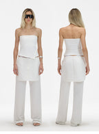 Asymmetric Button Slit Bandeau Top with Built-In Pads