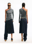Asymmetric Ruched One-Shoulder Fitted T-Shirt