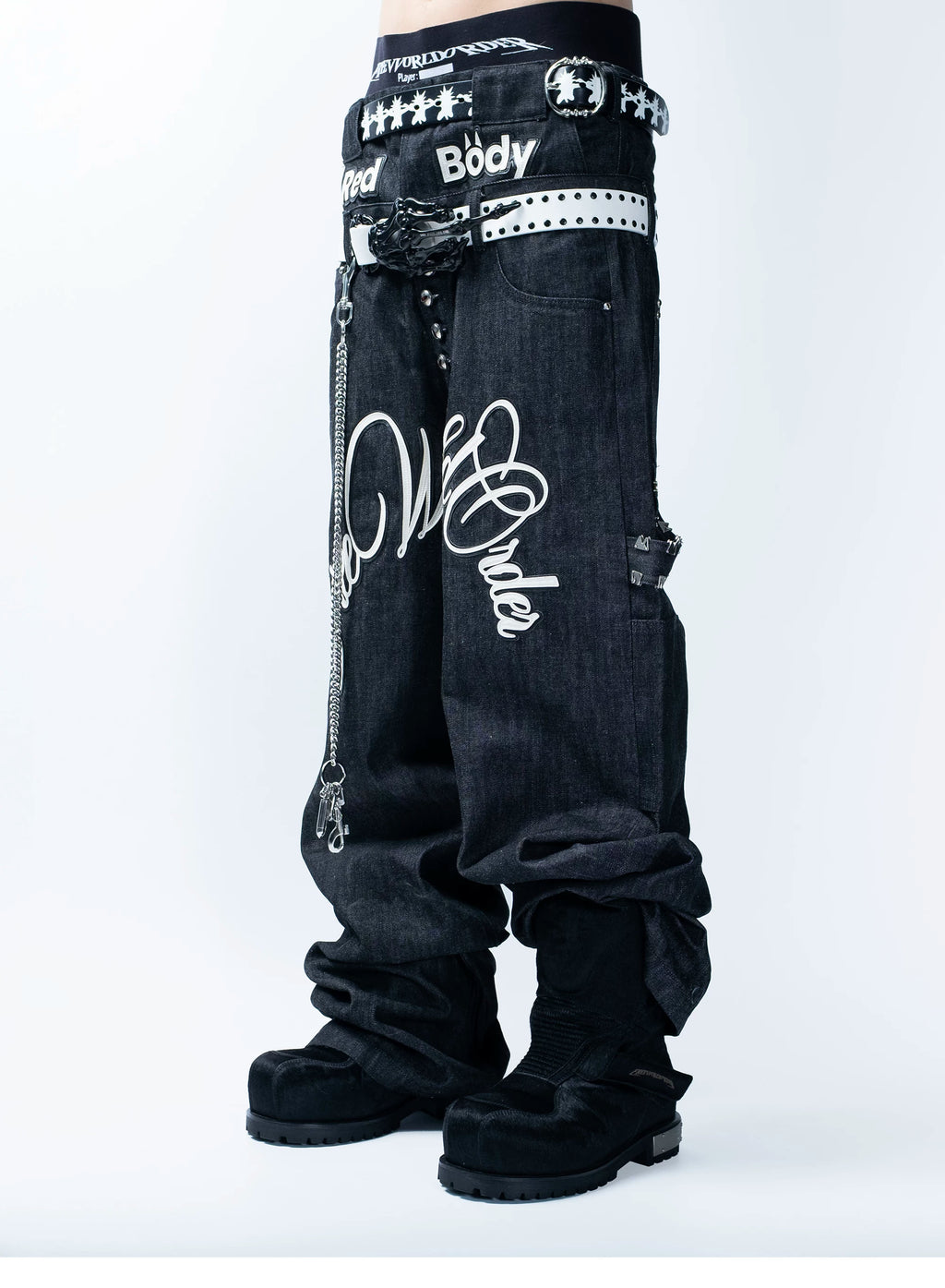 FVVO Skeleton Hand & Spikes Leather Belt