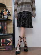 Romantic Floral Sheer Crew Socks