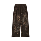 Retro Sun Print Loose Fit Casual Pants – Breathable Spring/Summer Trousers