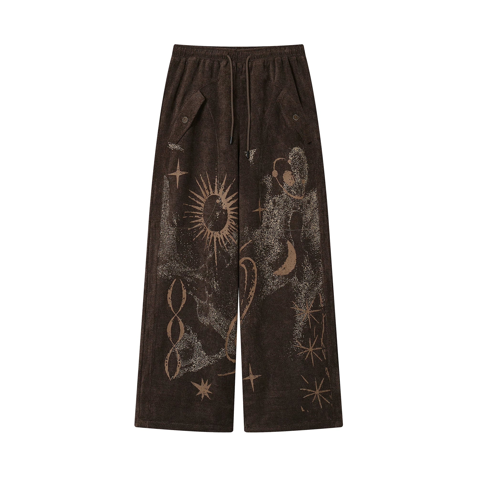Retro Sun Print Loose Fit Casual Pants – Breathable Spring/Summer Trousers Main image