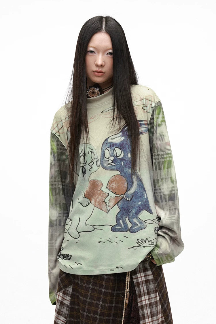 Sad Bunny Graphic Ribbed Long Sleeve T-Shirt – Dreamcore Style Secondary image