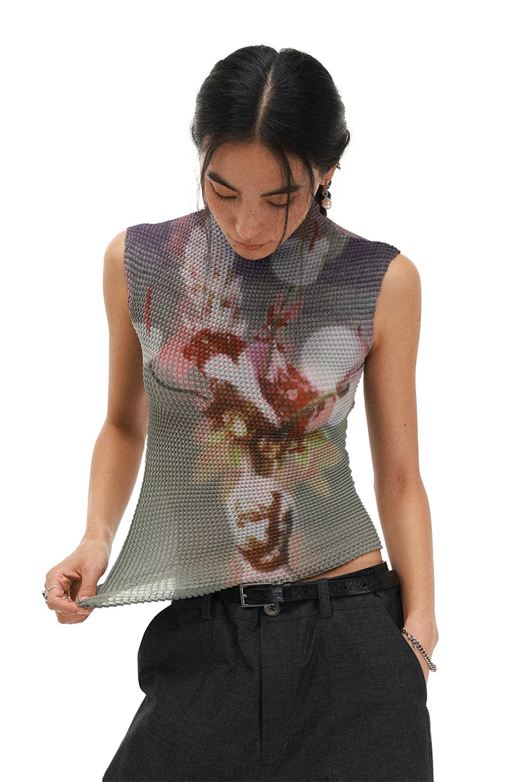 Floral Fitted Cropped Tank Top