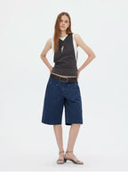 Washed Utility Cargo Shorts with Double Knee Pockets