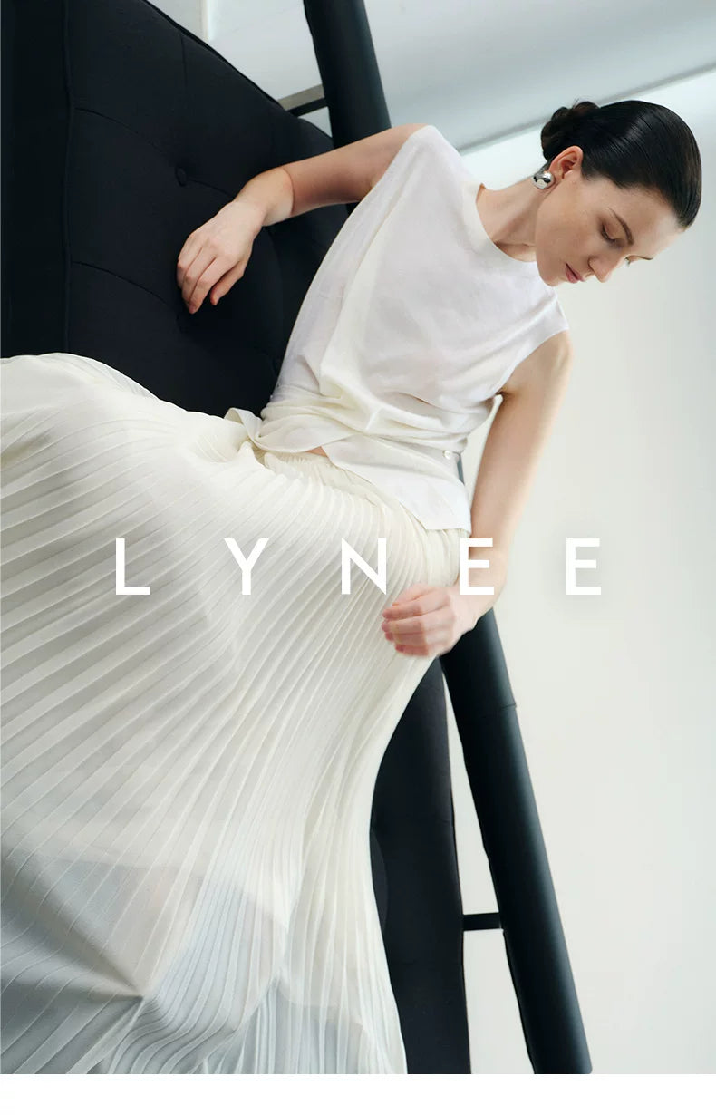 Elegant Chiffon Pleated A-Line Maxi Skirt