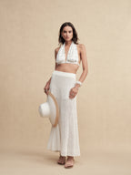 White-Topped Wide Brim Fedora