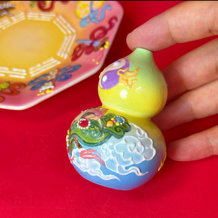 Eternal Cycle Jingdezhen Taoist Ceramic Gourd Incense Holde