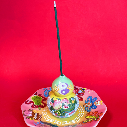 Eternal Cycle Jingdezhen Taoist Ceramic Gourd Incense Holde