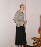 Black Striped Long Sleeve Knit T-Shirt