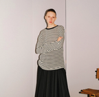 Black Striped Long Sleeve Knit T-Shirt