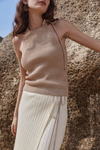 Timeless Capsule Wool-Blend Tie-Neck Knit Tank Top