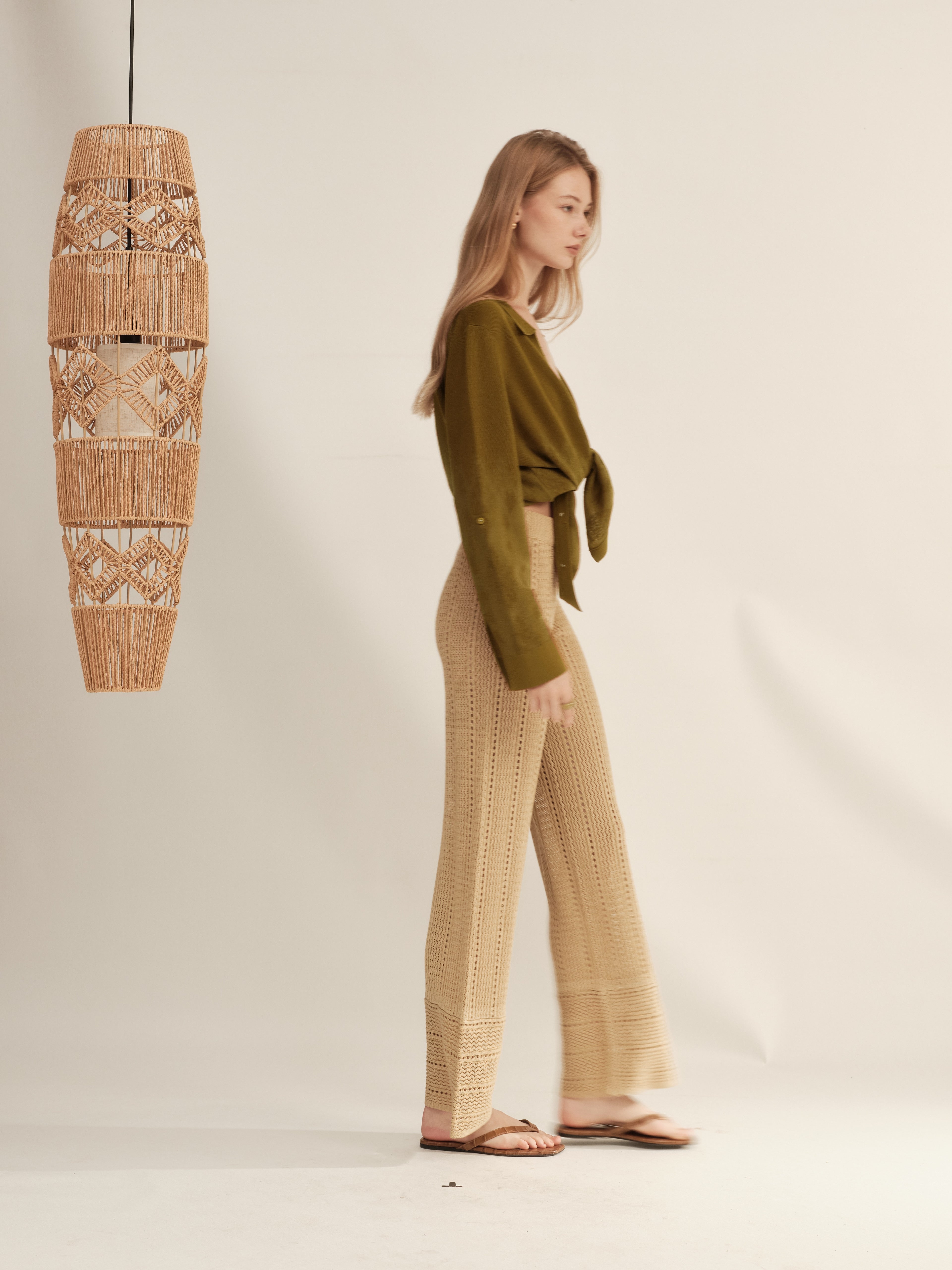 Paper Knit Wide-Leg Pants