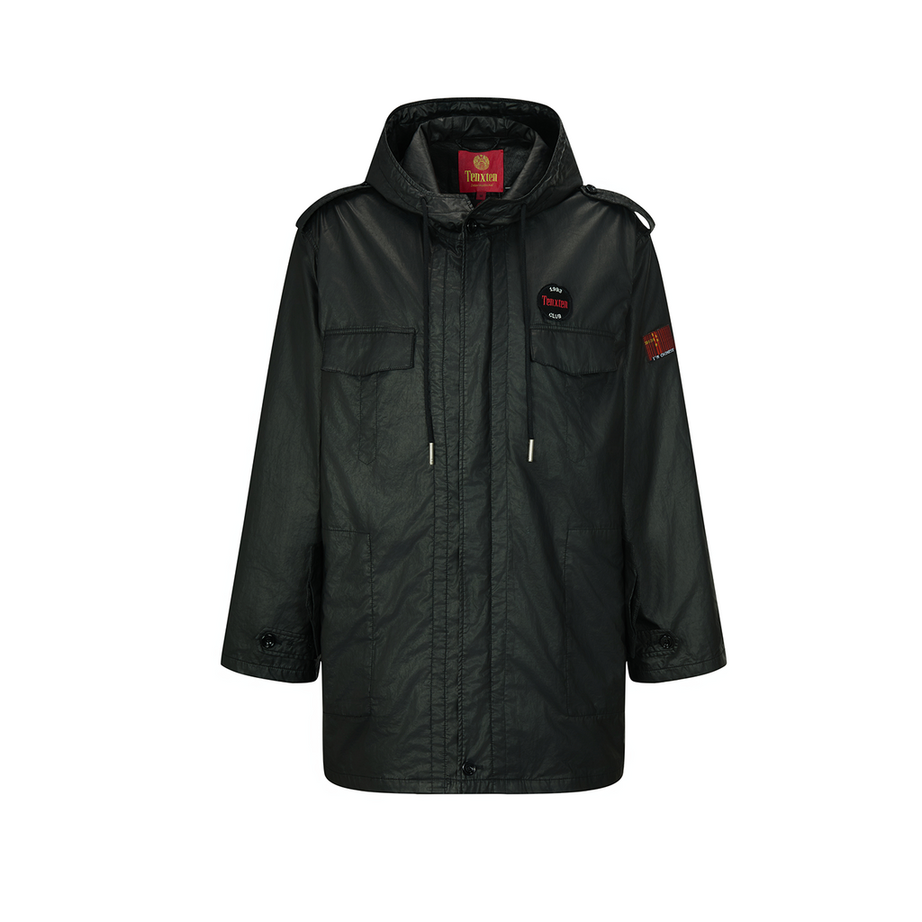 TENXTEN Military Waxed Embroidered Hooded Jacket