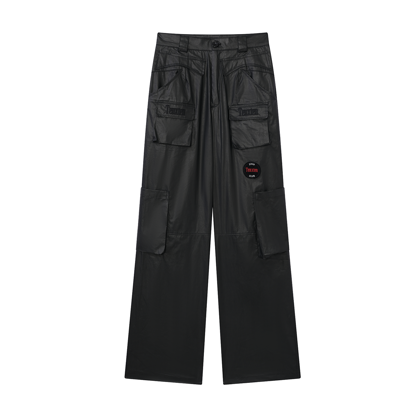 TENXTEN Dark Military Style Washed Multi-Pocket Flared Pants