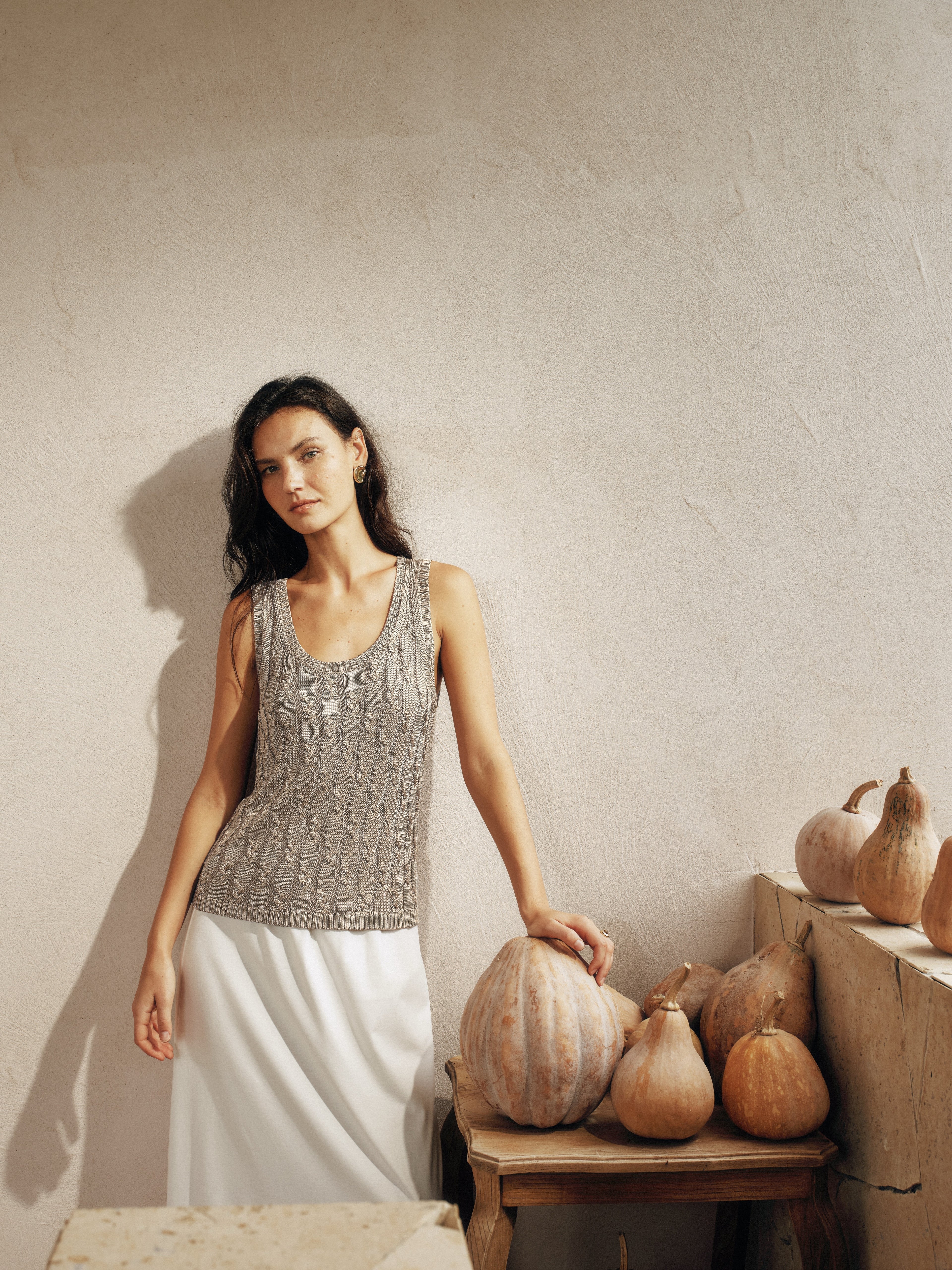 Cooling Twisted Cable Knit Tank Top