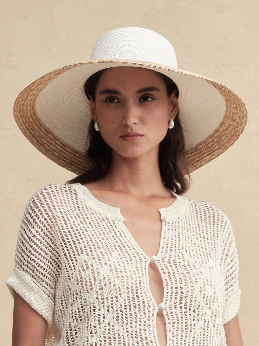White-Topped Wide Brim Fedora