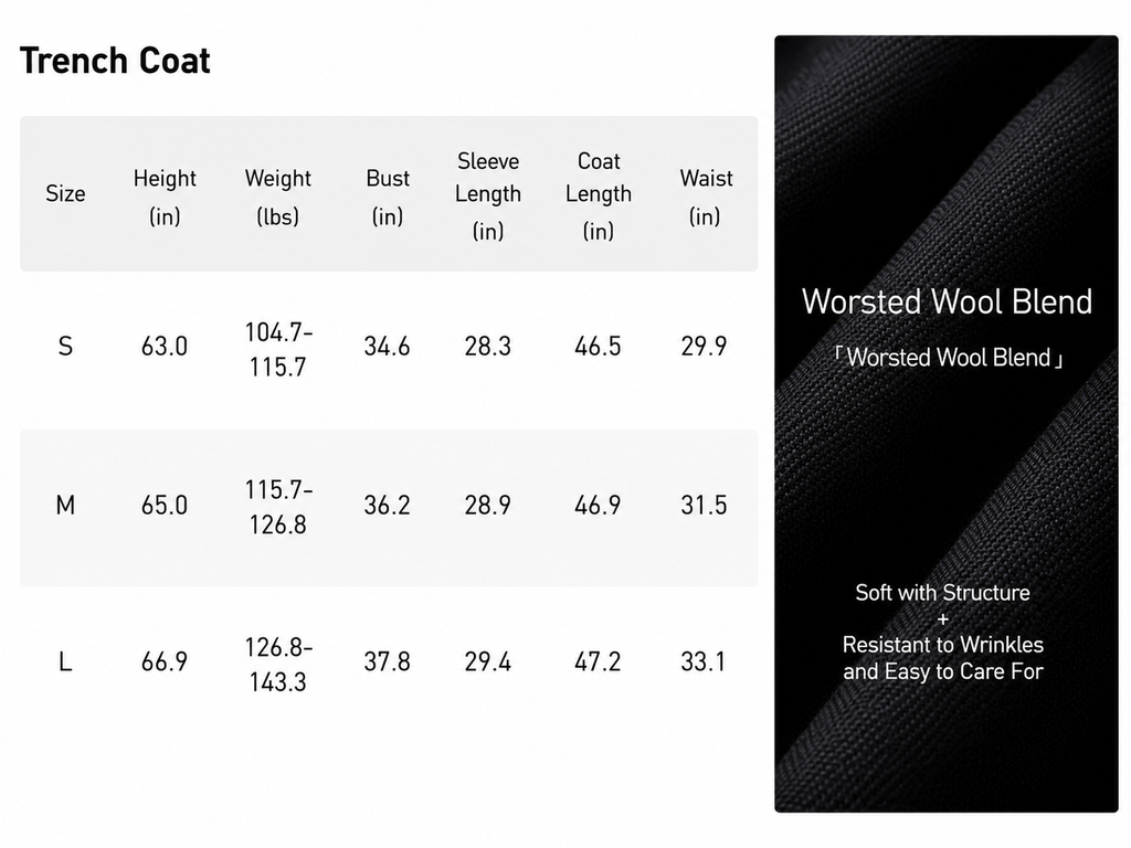 A-Line Hem Waist-Cinching Wool Trench Coat