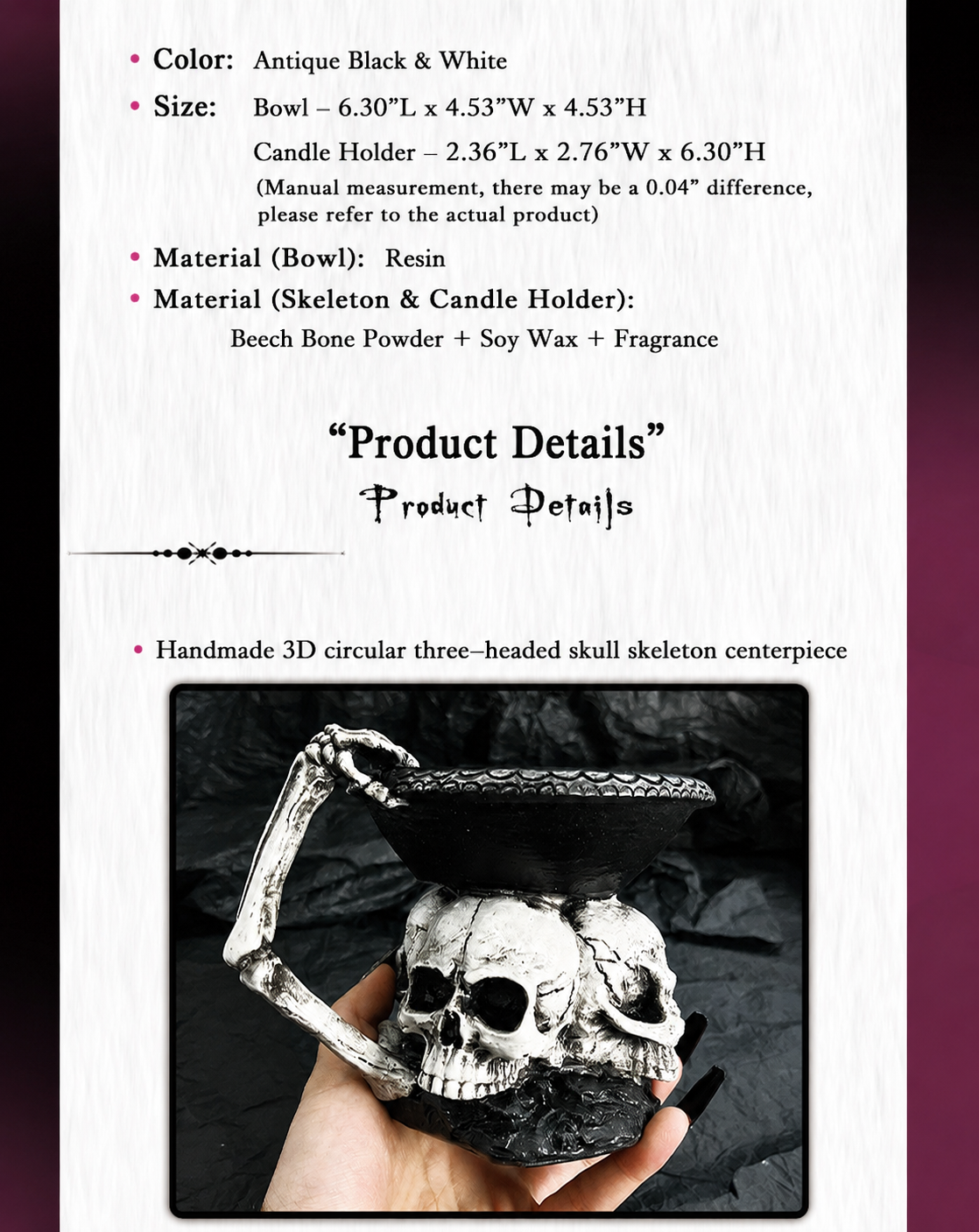 Three-Headed Skull Candle Holder