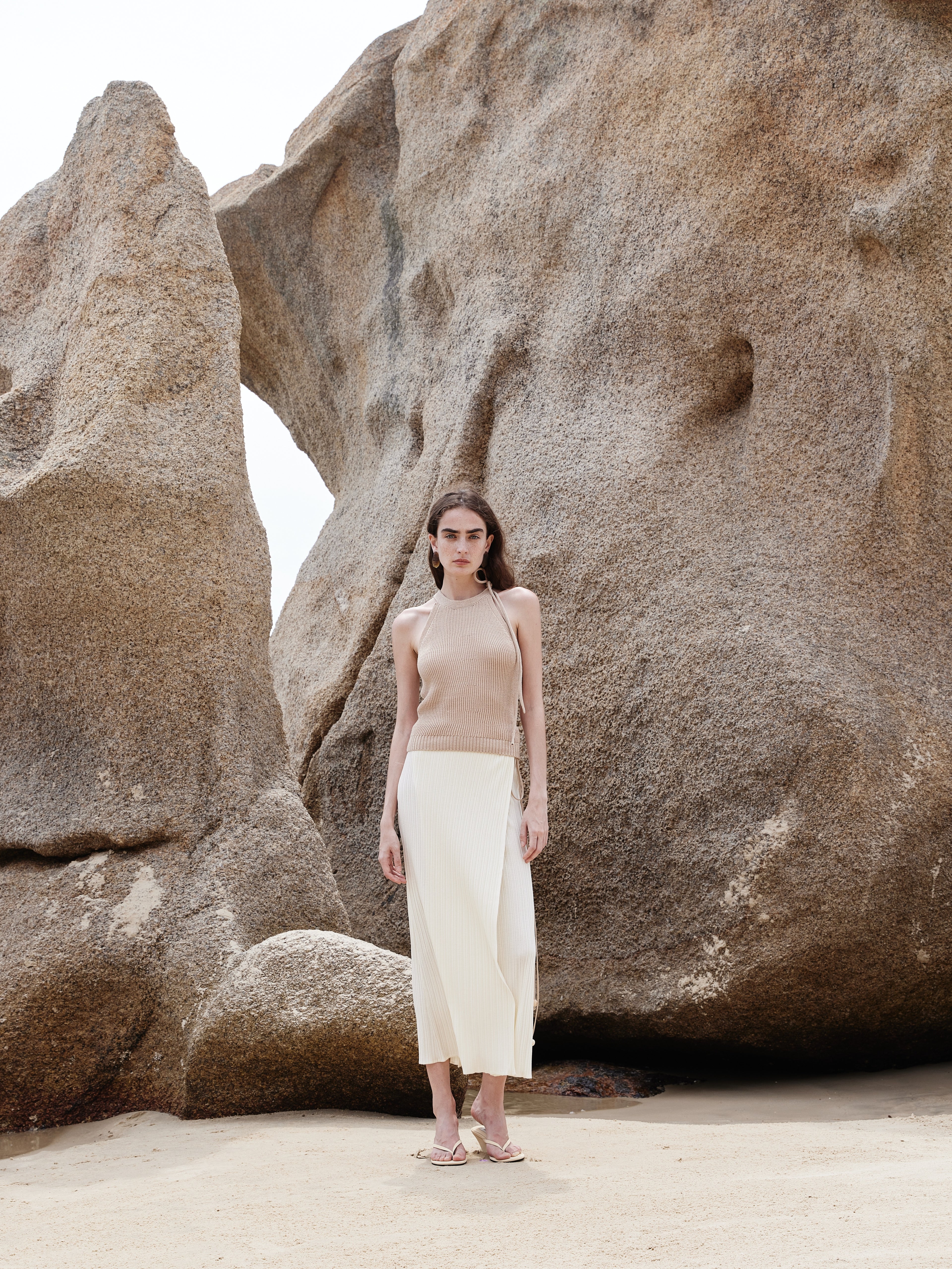 Timeless Capsule Wool-Blend Tie-Neck Knit Tank Top