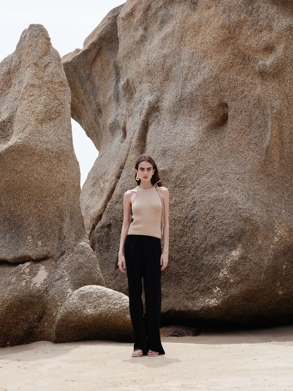 Timeless Capsule Wool-Blend Tie-Neck Knit Tank Top